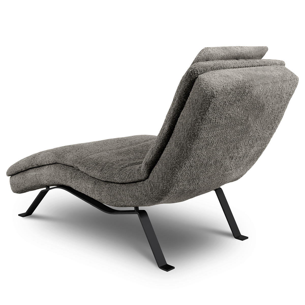 RELAXLIEGE in Echtleder Dunkelgrau  - Dunkelgrau/Schwarz, Design, Leder/Metall (65/95/171cm) - Celina Home