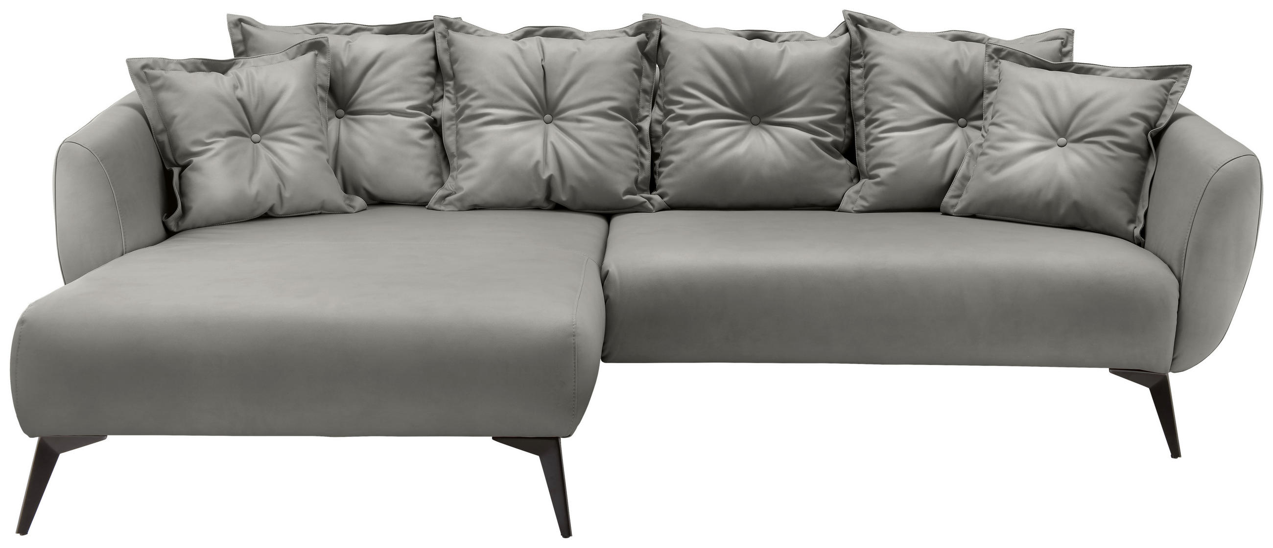 ECKSOFA Grau Lederlook  - Schwarz/Grau, MODERN, Textil/Metall (162/277cm) - Livetastic