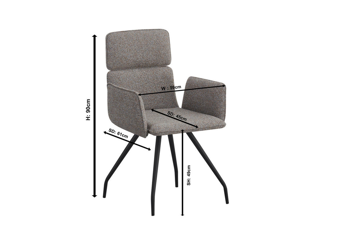 ARMLEHNSTUHL  in Eisen Webstoff  - Schwarz/Braun, Design, Textil/Metall (58/90/62cm) - Stylife