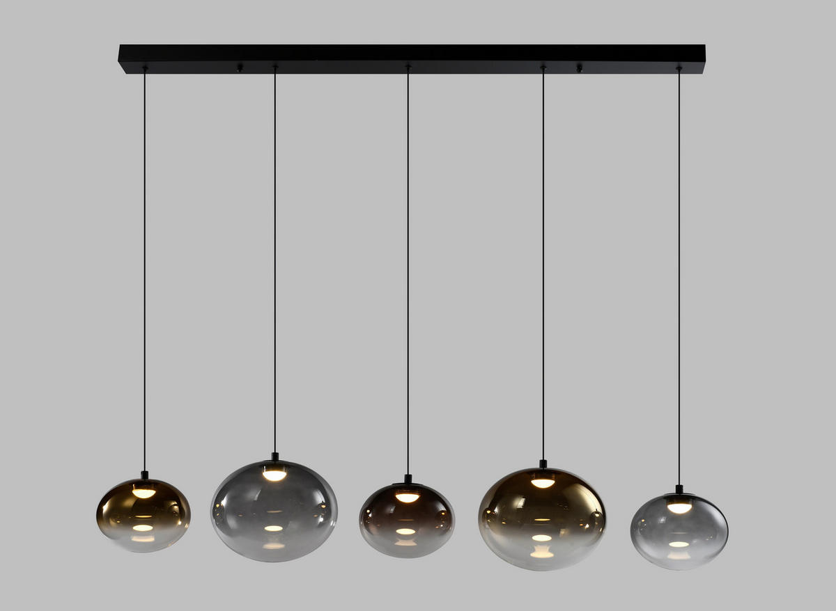 LED-HÄNGELEUCHTE Pesaro 128/170/20 cm  - Schwarz, Design, Glas/Metall (128/170/20cm)