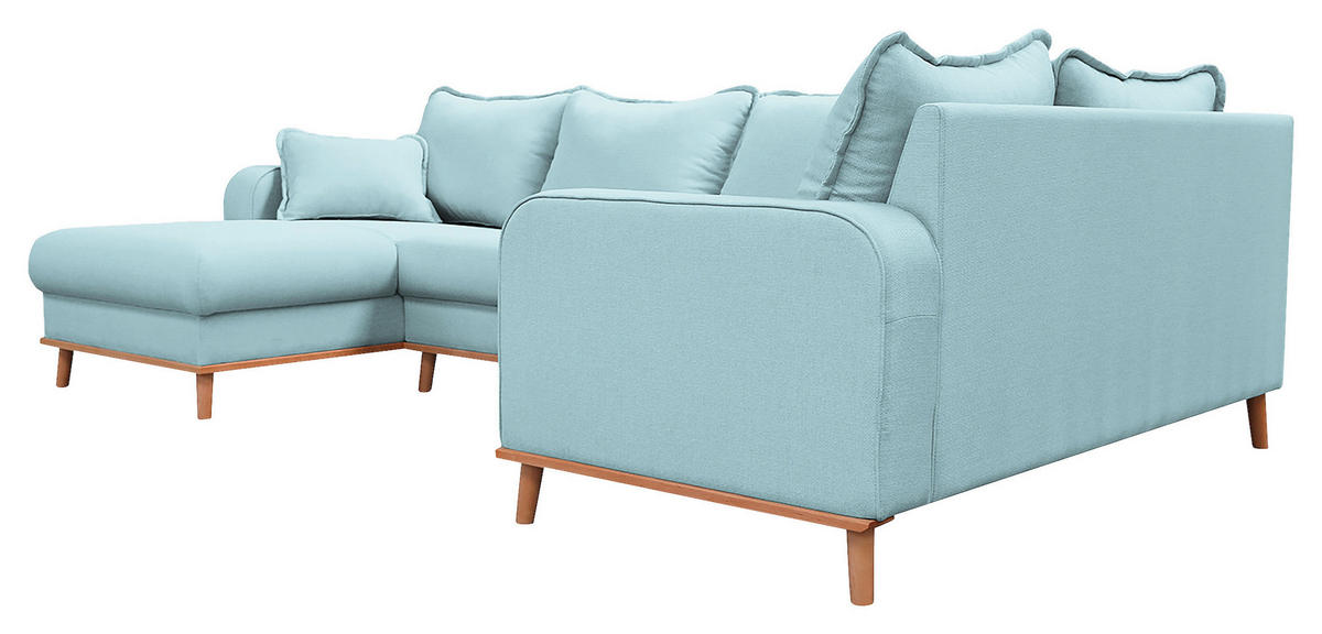 WOHNLANDSCHAFT Hellblau  - Wengefarben/Hellblau, Design, Holz/Textil (170/296/167cm) - Livetastic