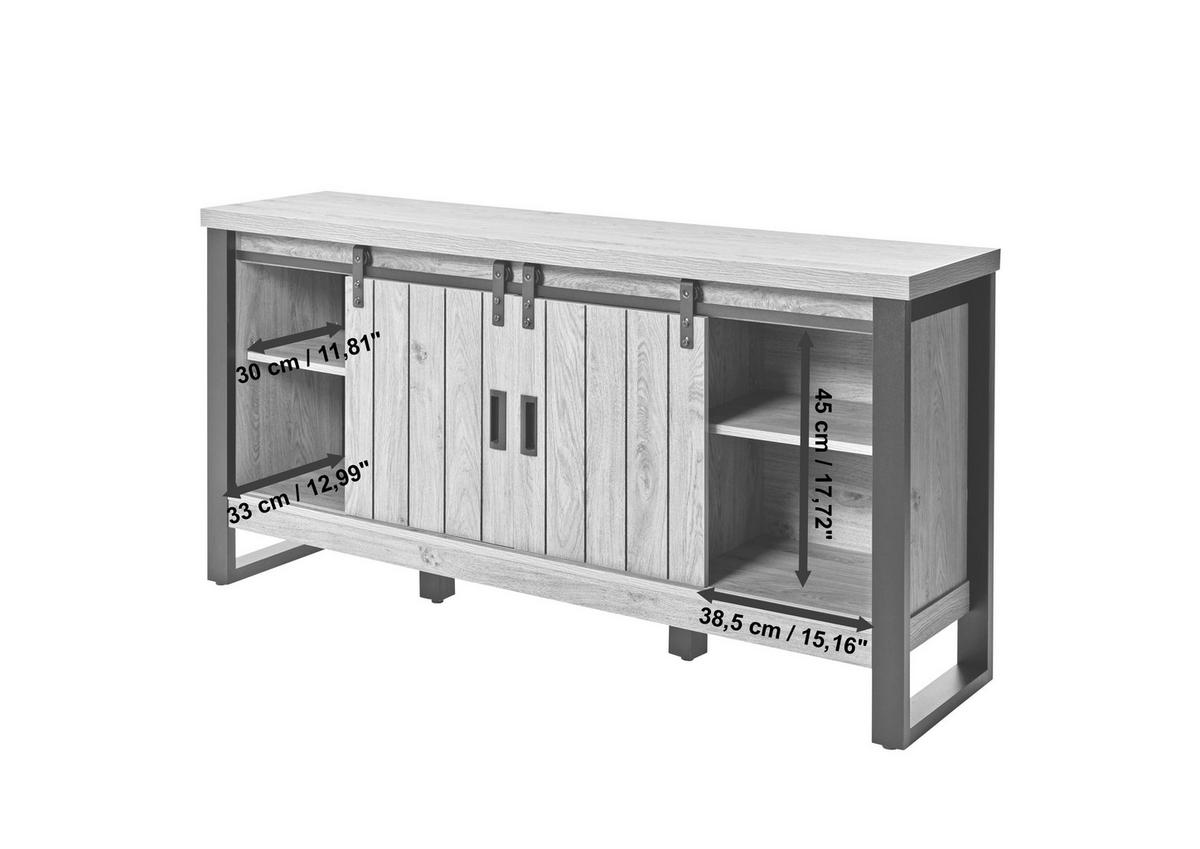 SIDEBOARD 153/75/39 cm  in Eichefarben  - Eichefarben/Schwarz, Modern, Holzwerkstoff/Metall (153/75/39cm) - MID.YOU