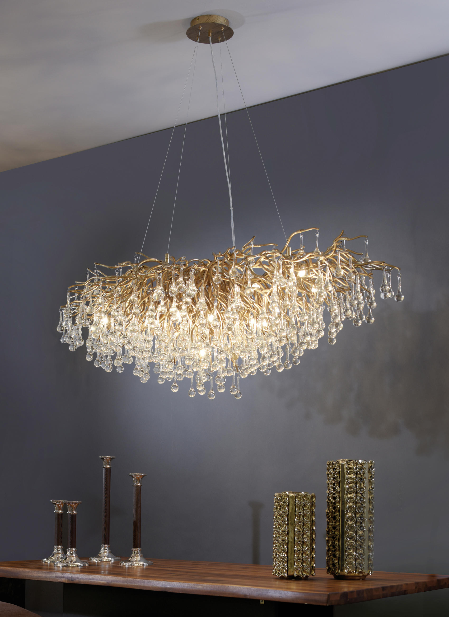 KRONLEUCHTER Icicle 150/75/250 cm   - Messingfarben, LIFESTYLE, Glas/Metall (150/75/250cm) - Paul Neuhaus