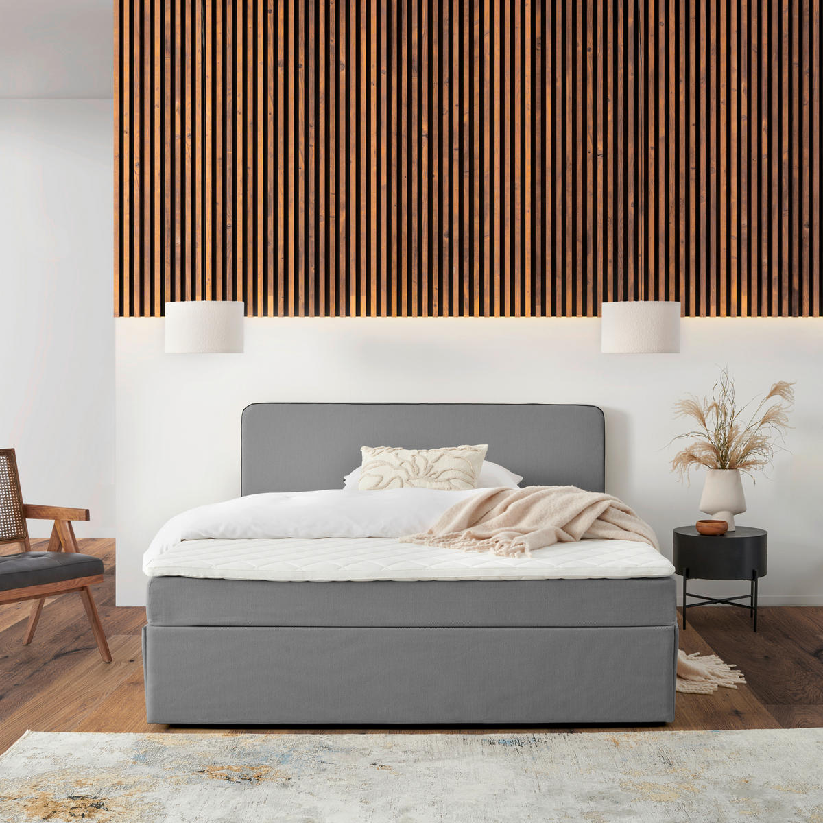 BOXBETT 180/200 cm  in Grau  - Grau, KONVENTIONELL, Holz (180/200cm) - P & B