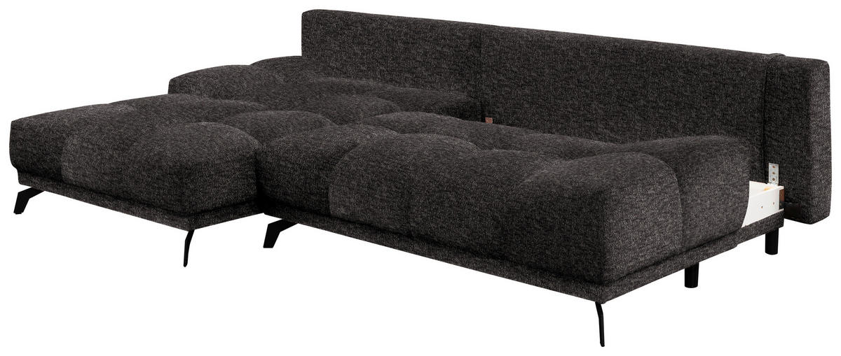 ECKSOFA Anthrazit Chenille  - Anthrazit/Schwarz, MODERN, Textil/Metall (182/290cm) - Hom`in