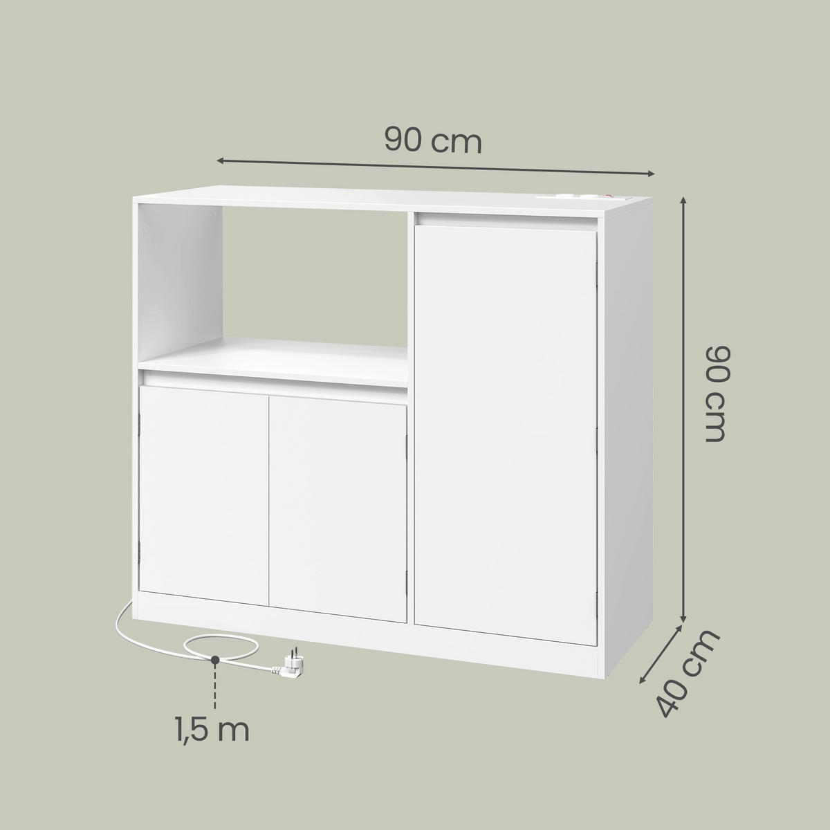 KOMMODE , 90/90/40 cm,  - Weiß, Trend, Holzwerkstoff (90/90/40cm) - Boxxx