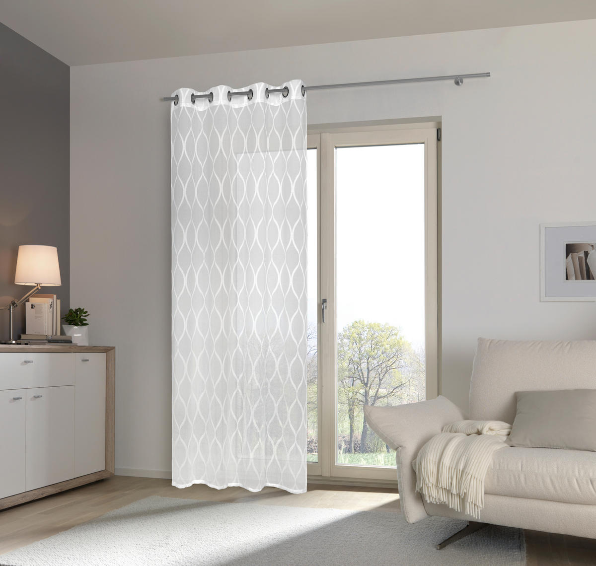 ÖSENSCHAL GAMMA halbtransparent 140/245 cm   - Weiß, Design, Textil (140/245cm) - Esposa