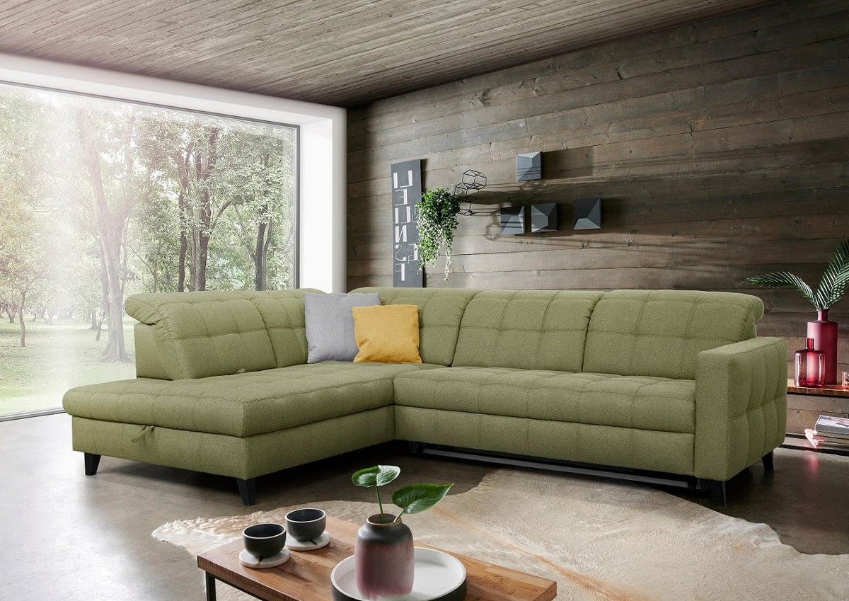 SAROKKANAPÉ textil zöld  - fekete/zöld, Design, textil/fa (216/297cm) - Xora