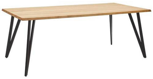 ESSTISCH in Holz, Metall 160/90/76 cm  - Eichefarben/Schwarz, Design, Holz/Metall (160/90/76cm) - Valnatura