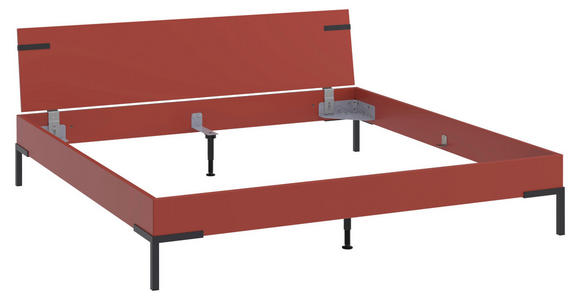 BETT 200/200 cm  in Rot, Koralle  - Koralle/Rot, Design, Holzwerkstoff/Metall (200/200cm) - Xora