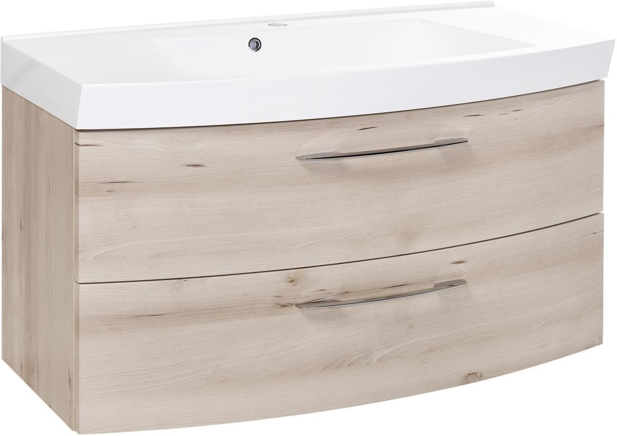 WASCHTISCHKOMBI 100 cm  - Chromfarben/Buchefarben, KONVENTIONELL, Holzwerkstoff/Metall (100cm) - Xora