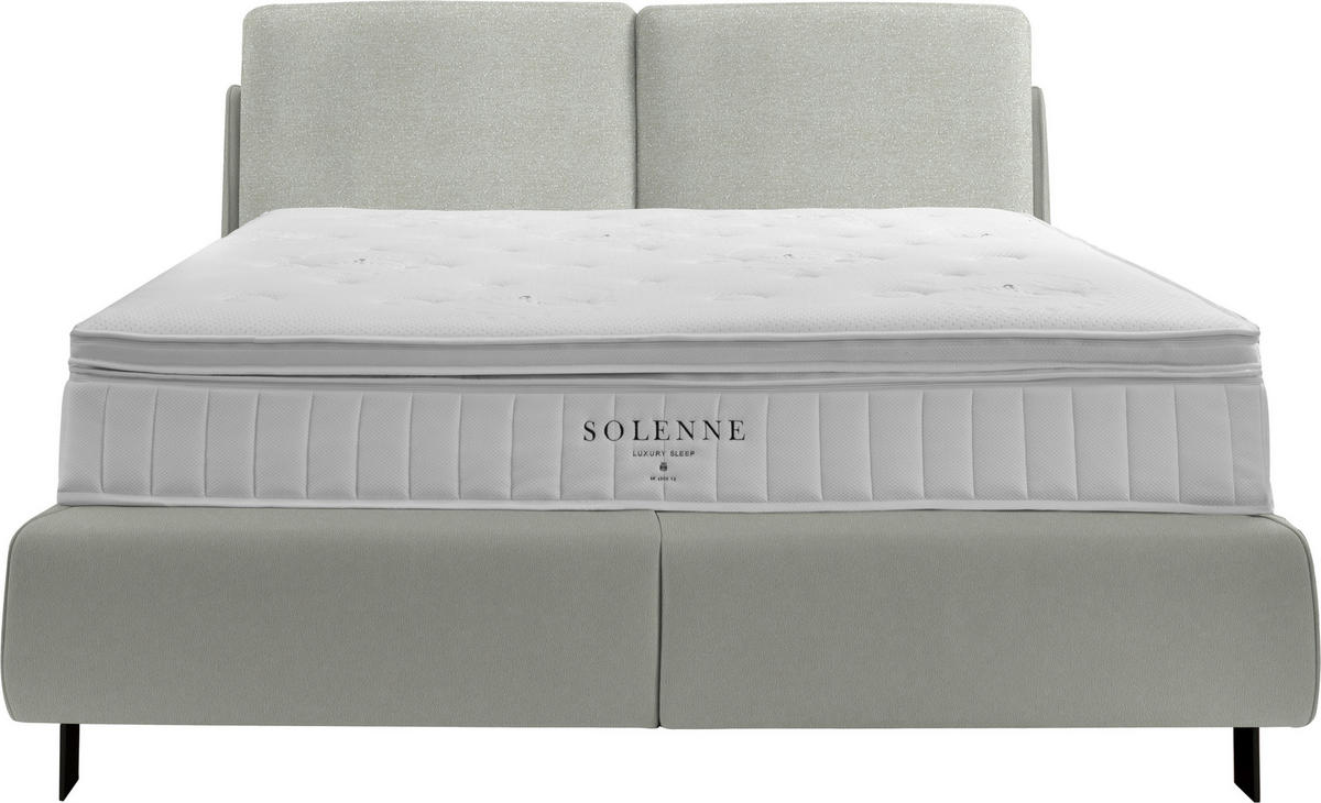 BOXSPRINGBETT 180/200 cm  in Hellgrau  - Hellgrau/Schwarz, Design, Textil/Metall (180/200cm) - Johann Jakob