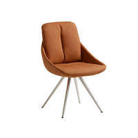 STUHL Orange, Edelstahlfarben, Cognac  - Edelstahlfarben/Cognac, Design, Textil/Metall (55/91/64cm) - Venjakob