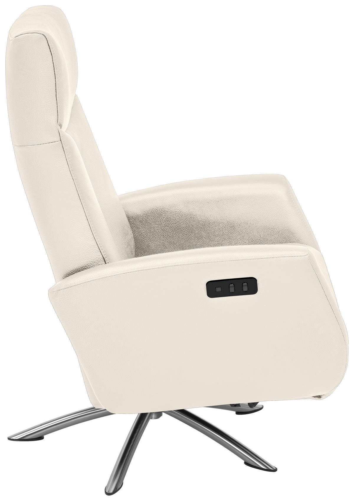 RELAXSESSEL Echtleder Relaxfunktion, Fußteilverstellung    - Silberfarben/Creme, Design, Leder/Metall (73/105/82cm) - Welnova