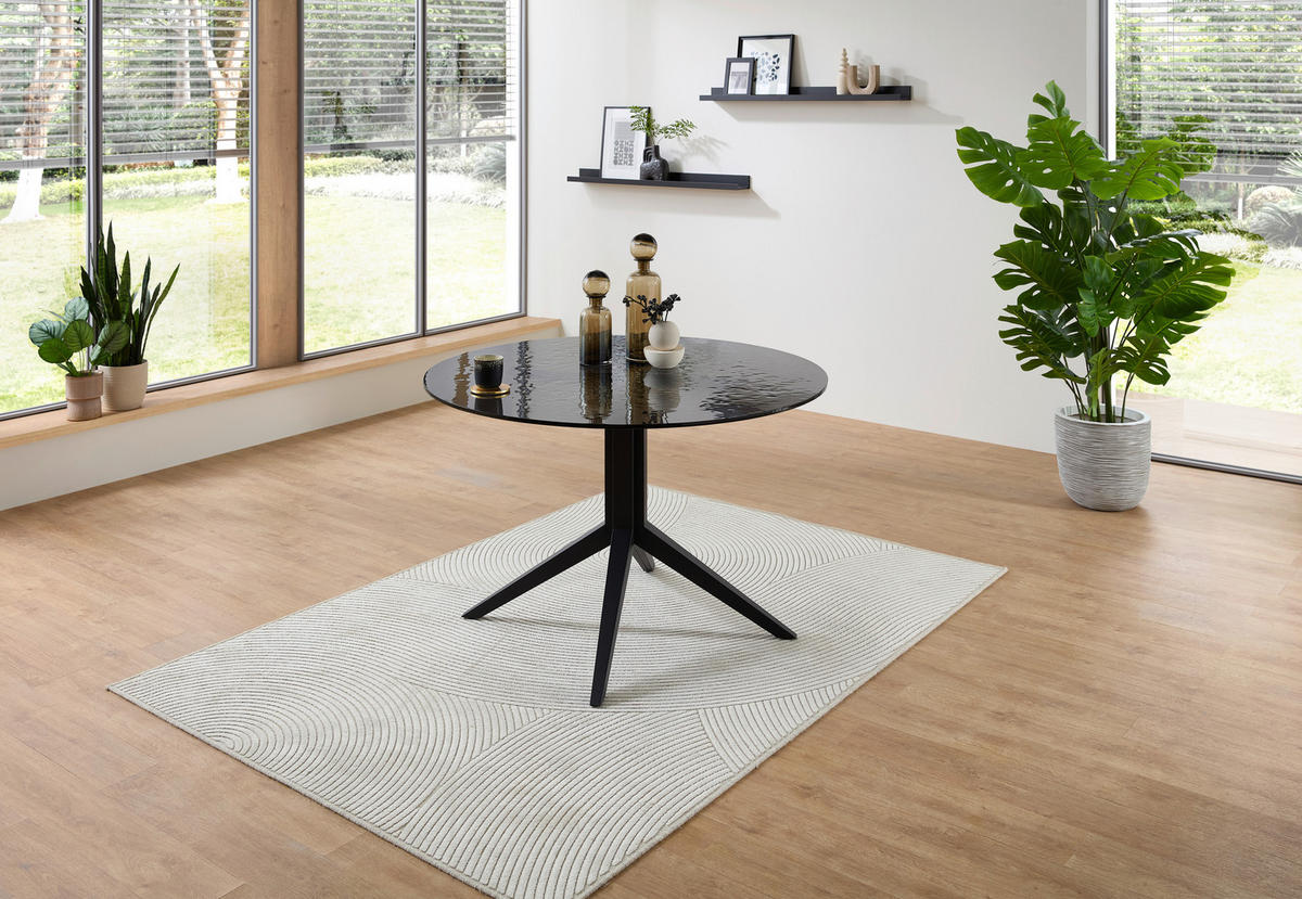 ESSTISCH in Metall, Glas 120/120/76 cm  - Schwarz, MODERN, Glas/Metall (120/120/76cm) - Boxxx