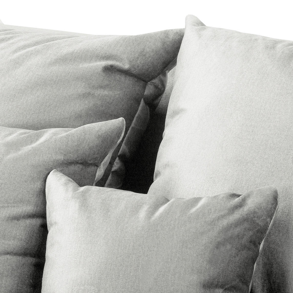 ECKSOFA Velours Hellgrau  - Hellgrau/Schwarz, Design, Kunststoff/Textil (284/243cm) - P & B