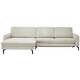 ECKSOFA Creme Cord Rücken echt  - Creme/Schwarz, Design, Textil/Metall (178/302cm) - Carryhome