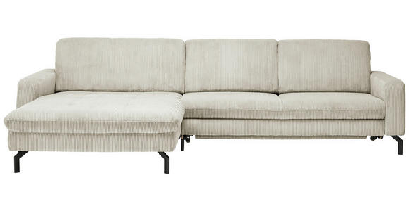 ECKSOFA Creme Cord Rücken echt  - Creme/Schwarz, Design, Textil/Metall (178/302cm) - Carryhome