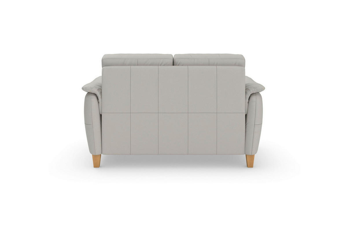 DVOJMIESTNA POHOVKA, svetlosivá, pravá koža - farba duba/svetlosivá, Basics, koža/drevo (149/89/89cm) - Sit & More