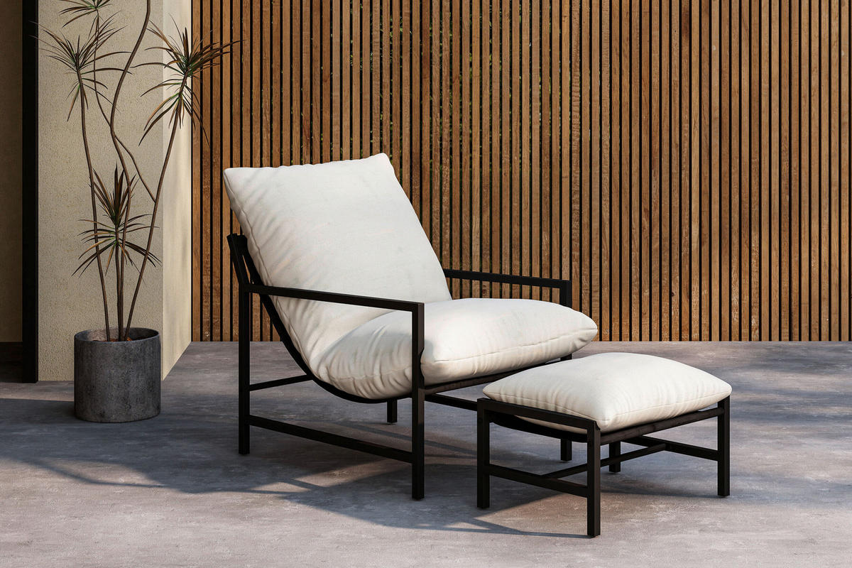 LOUNGESESSEL  - Schwarz/Weiß, MODERN, Textil/Metall (70/68/86cm) - Gardenson