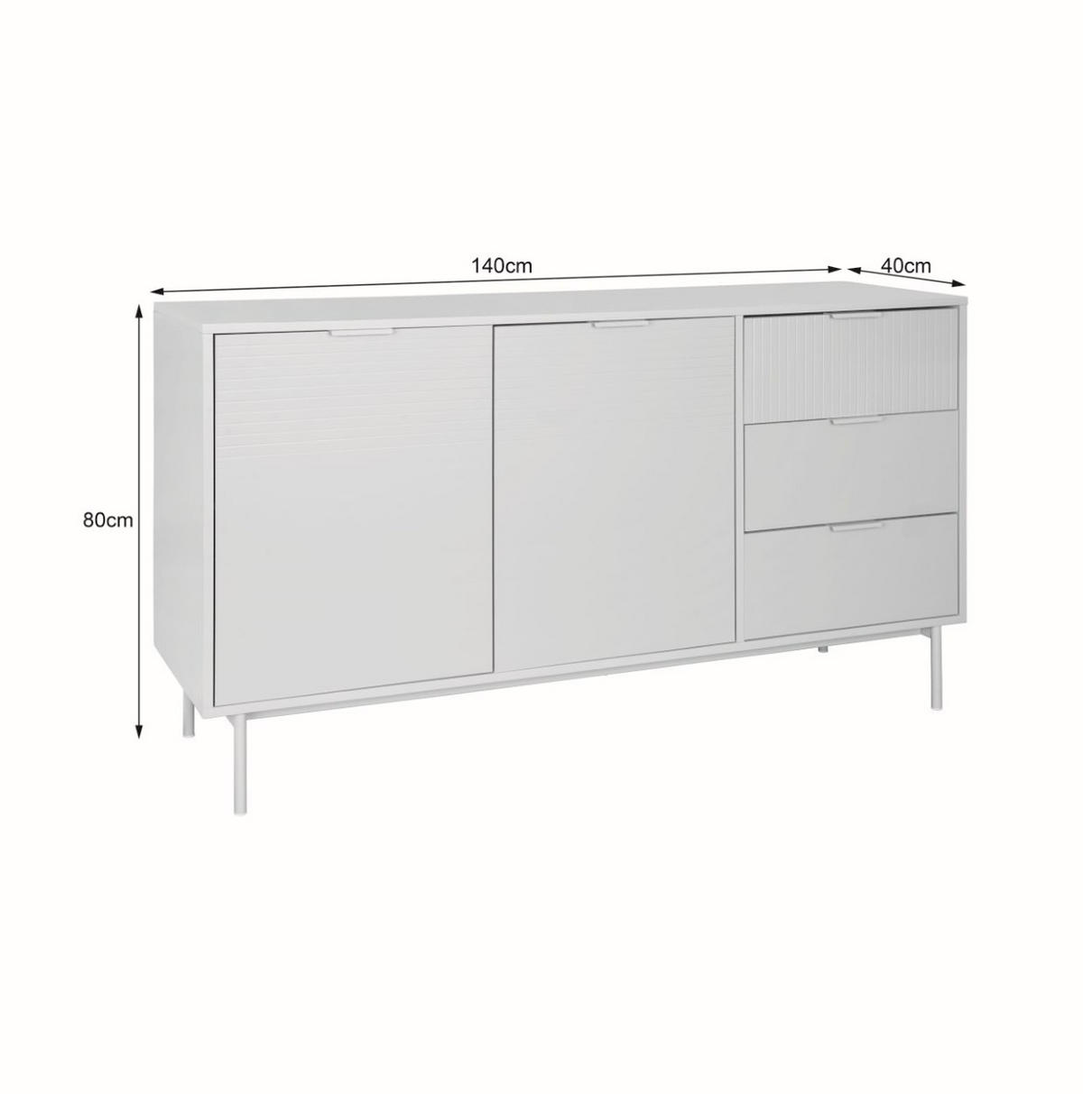 SIDEBOARD  140/80/40 cm 3 Schublade(n)  - Kaschmir, Design, Holzwerkstoff/Metall (140/80/40cm) - MID.YOU