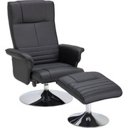 RELAXSESSELSET Lederlook - Chromfarben/Schwarz, Design, Textil/Metall (77/111/95/81/117cm) - CANTUS