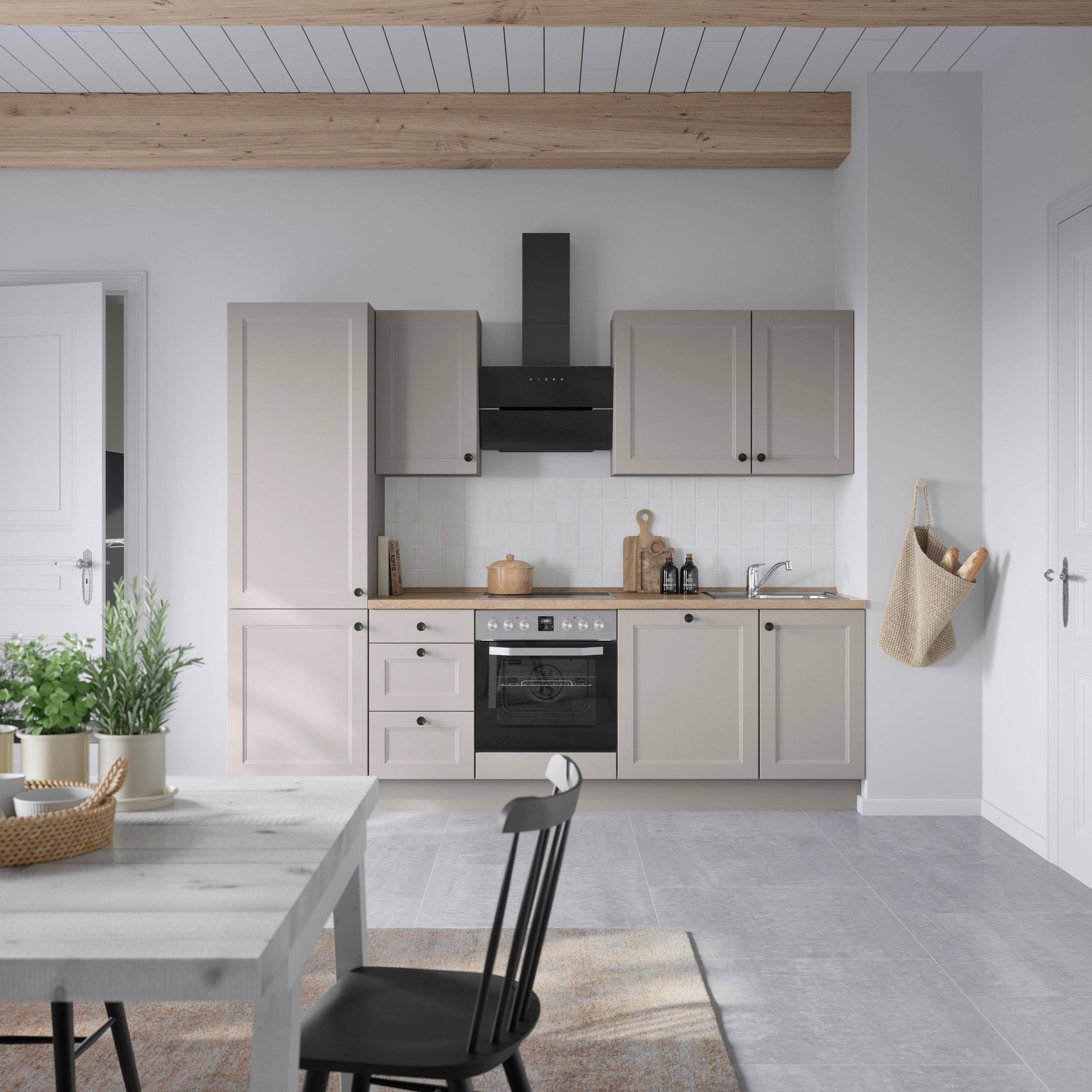 KÜCHENBLOCK 270 cm   in Grau, Eiche dunkel  - Eiche dunkel/Schwarz, MODERN, Holzwerkstoff/Metall (270cm) - Nobilia