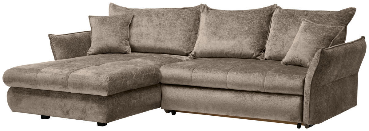 ECKSOFA in Chenille Beige  - Beige/Schwarz, Konventionell, Kunststoff/Textil (180/275cm) - Stylife