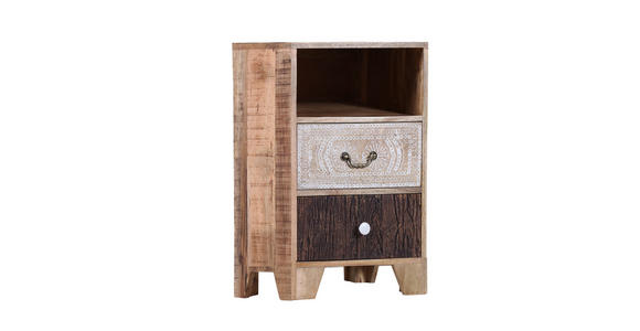 NACHTSCHRANK 45/65/42 cm Akazie, Mangoholz massiv  - Messingfarben/Multicolor, Design, Holz/Metall (45/65/42cm) - Landscape