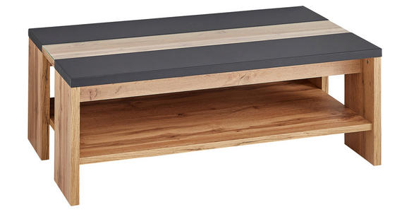 COUCHTISCH in Glas, Holzwerkstoff 110/65/40 cm  - Eichefarben/Schwarz, Design, Glas/Holzwerkstoff (110/65/40cm) - Hom`in