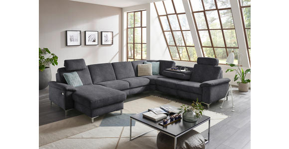 WOHNLANDSCHAFT in Chenille Dunkelgrau - Dunkelgrau/Alufarben, Design, Textil/Metall (170/333/265cm) - Dieter Knoll