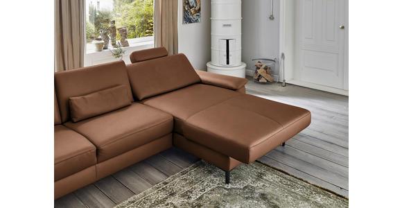 ECKSOFA in Echtleder Braun  - Schwarz/Braun, Design, Leder/Metall (334/176cm) - Dieter Knoll