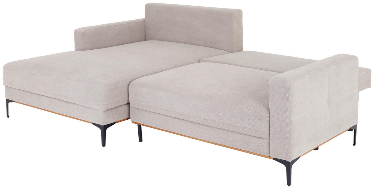 Ecksofa mit Schlaffunktion Beige  - Beige/Schwarz, MODERN, Textil/Metall (162/238cm) - Ondega