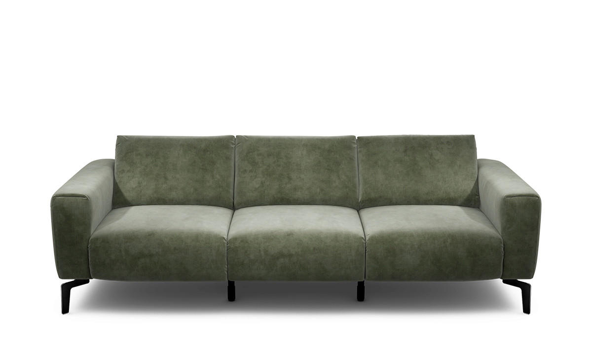 3-SITZER-SOFA Cosy in Samt Waldgrün  - Waldgrün/Schwarz, Design, Textil/Metall (250/86/86-94cm) - SENSOO