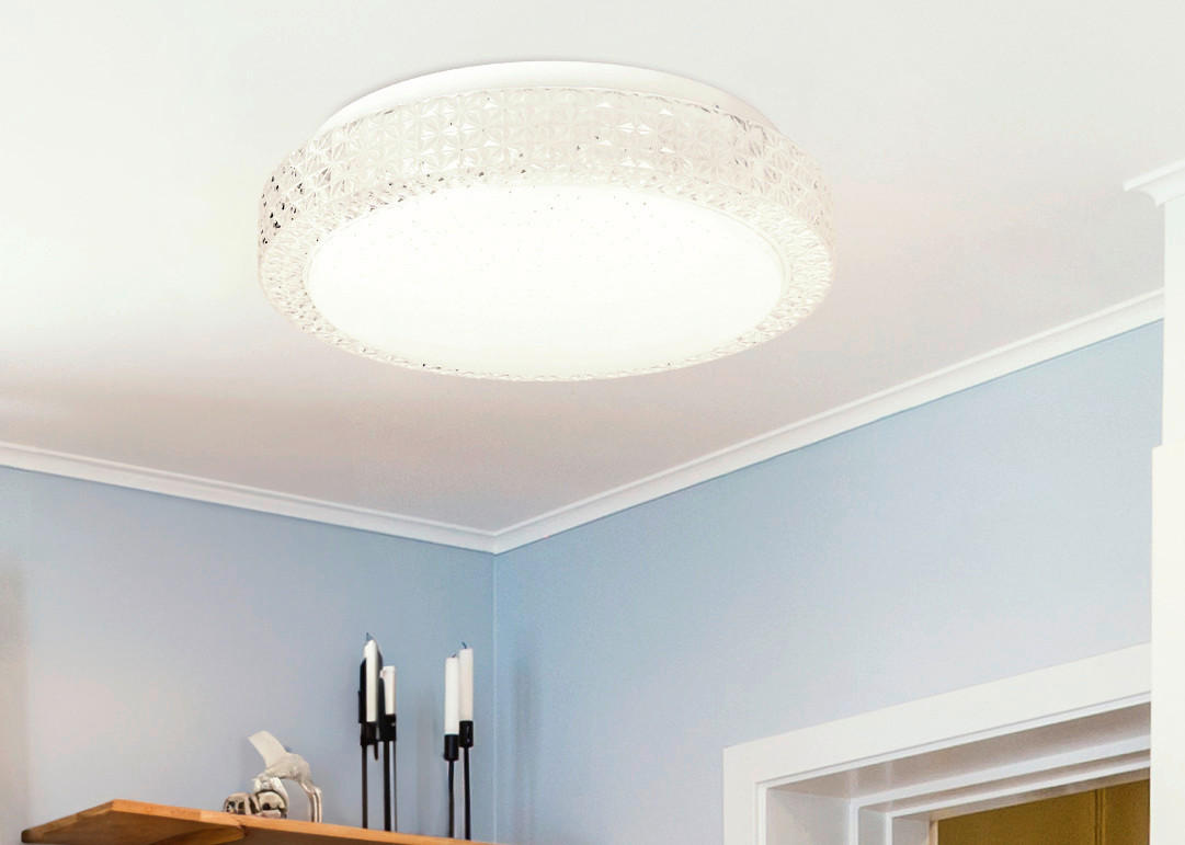 LED-TAKLAMPA Rabel 27/27/8.5 cm  - vit/transparent, Klassisk, metall/plast (27/27/8.5cm)