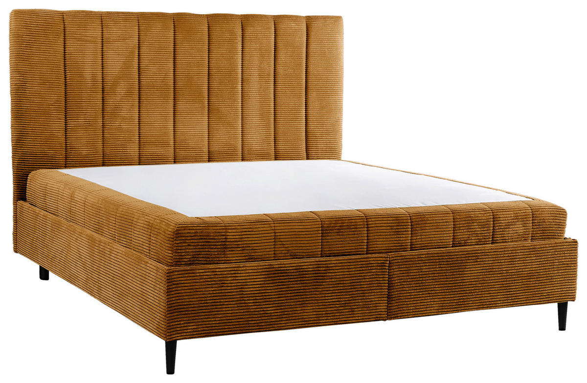 POLSTERBETT Matratze, Lattenrost 180/200 cm  in Kupferfarben  - Creme/Schwarz, LIFESTYLE, Holz/Textil (180/200cm) - Livetastic