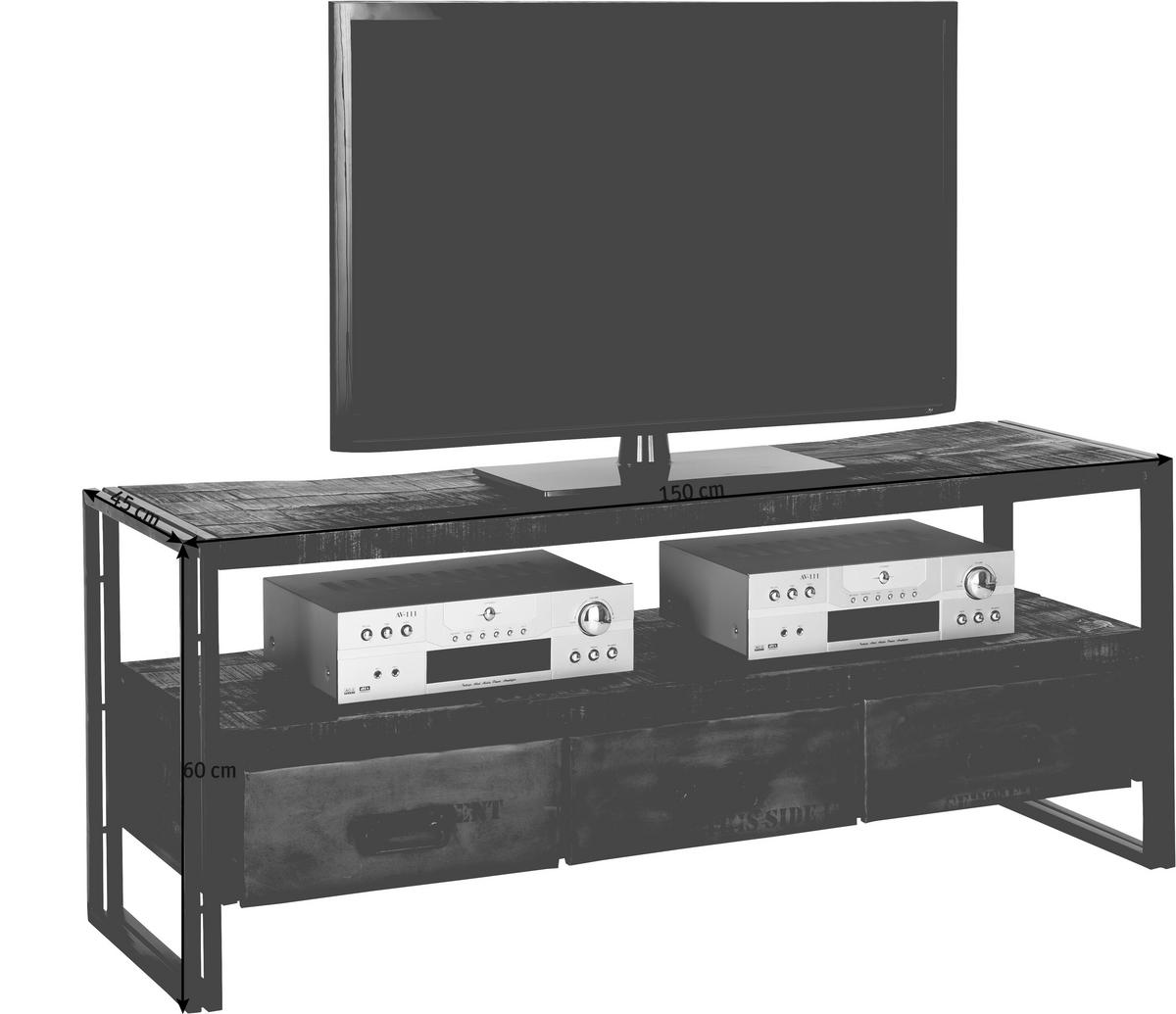 TV-ELEMENT 150/60/45 cm  - Braun, Design, Holz/Metall (150/60/45cm)