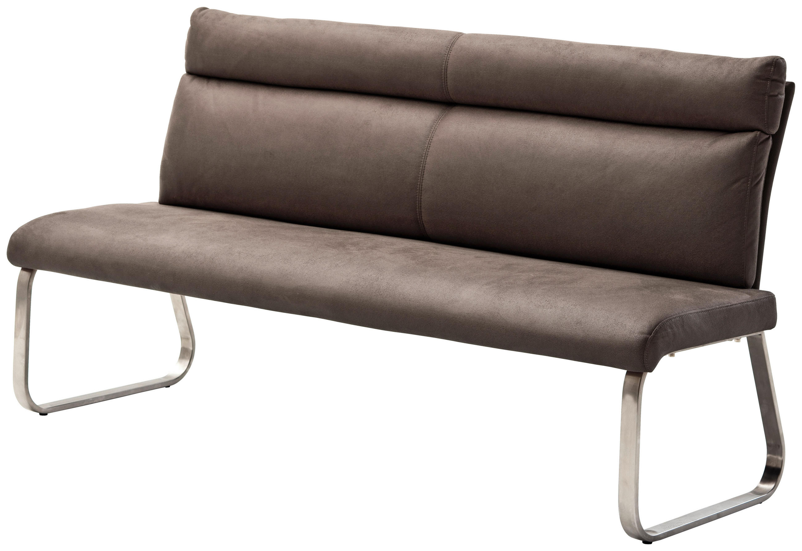 SITZBANK in Metall, Textil Braun, Edelstahlfarben - Edelstahlfarben/Braun, Design, Textil/Metall (180/98/70cm) - Livetastic