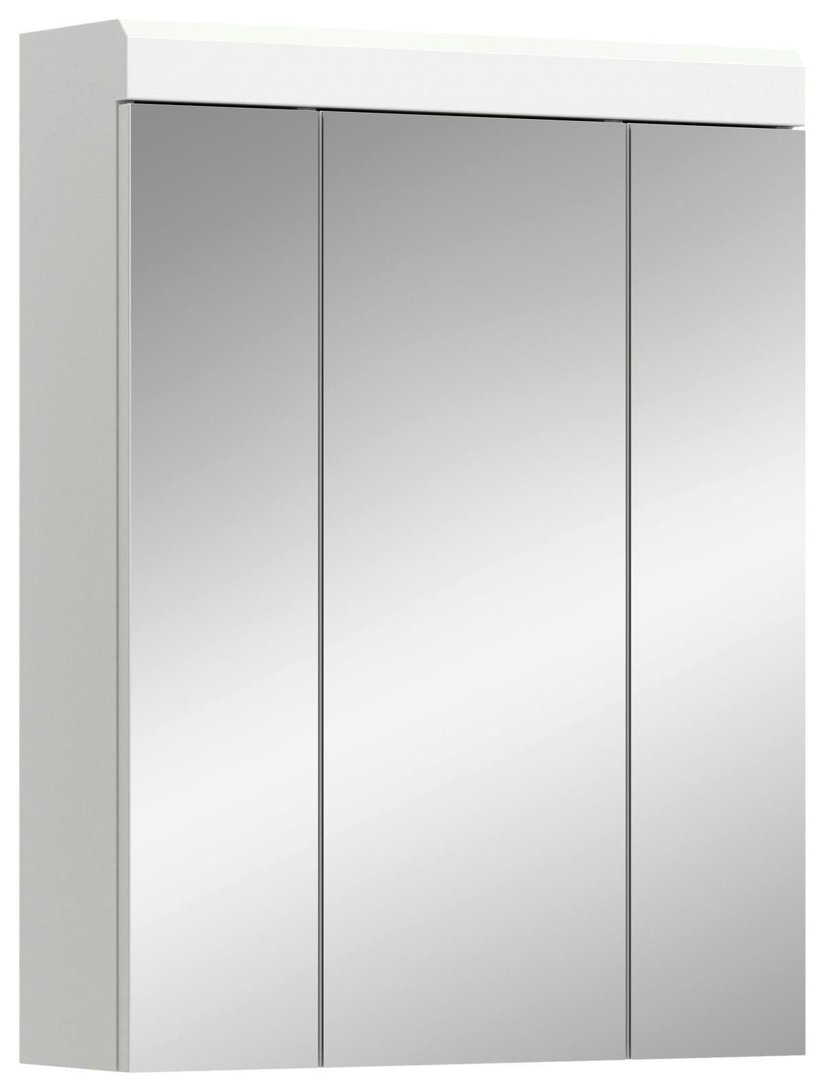 OMARA Z OGLEDALOM 60/79/18 cm  - bela/visoki sijaj, Moderno, steklo/leseni material (60/79/18cm) - MID.YOU