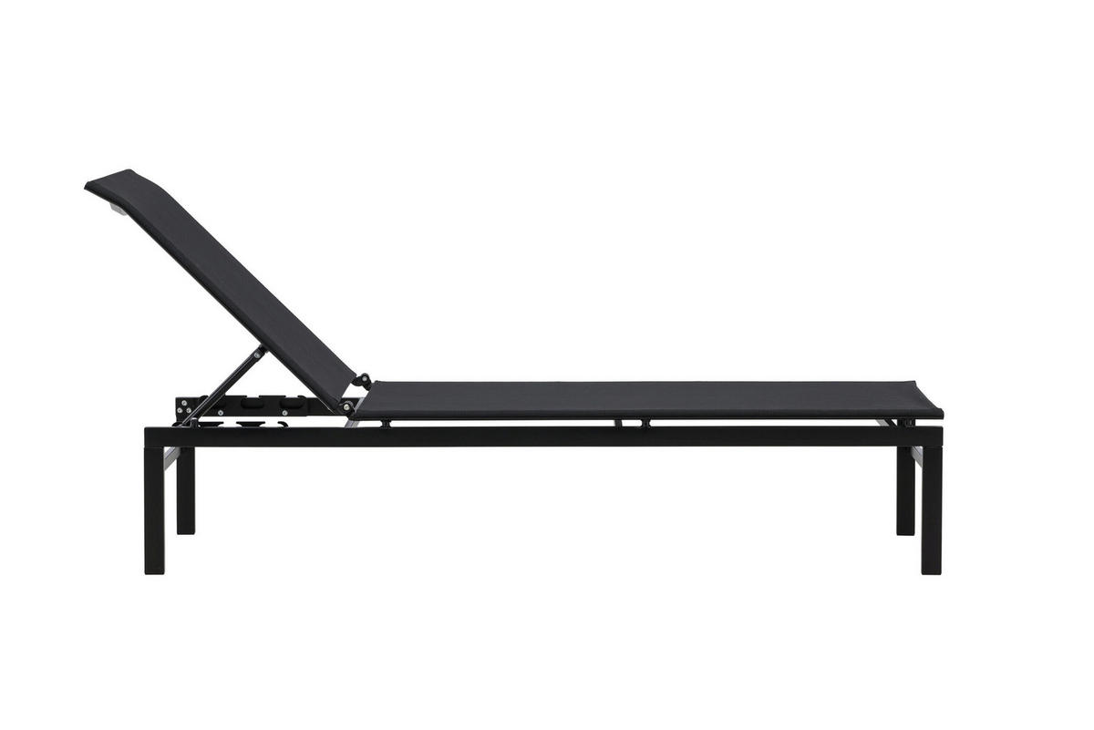 SONNENLIEGE 60/97/189 cm  - Schwarz, MODERN, Textil/Metall (60/97/189cm) - Gardenson