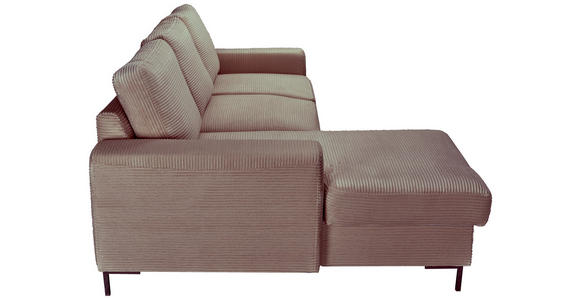 ECKSOFA Taupe Cord  - Taupe/Schwarz, KONVENTIONELL, Textil/Metall (150/240cm) - Carryhome