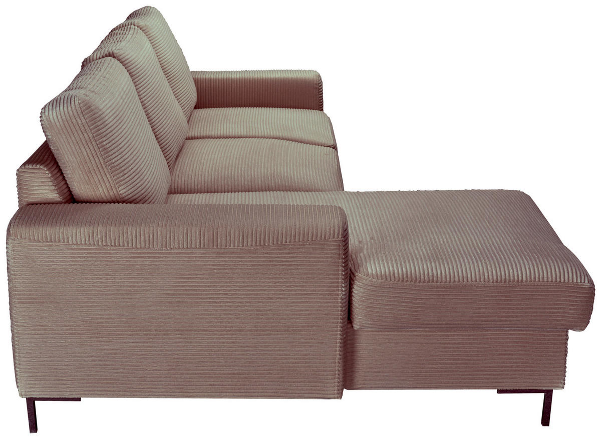 ECKSOFA Taupe Cord  - Taupe/Schwarz, KONVENTIONELL, Textil/Metall (150/240cm) - Carryhome