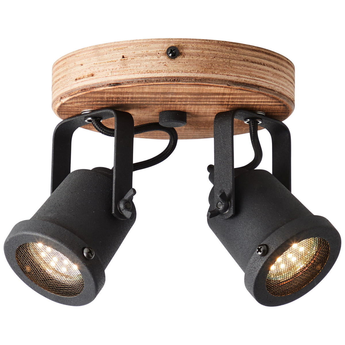 DECKENLEUCHTE   - Schwarz/Braun, Natur, Holz/Metall (13/21/16cm) - Brilliant