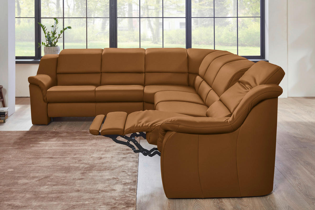 ECKSOFA  in Echtleder Cognac  260/324 cm  - Cognac/Schwarz, KONVENTIONELL, Leder/Kunststoff (260/324cm) - Cantus