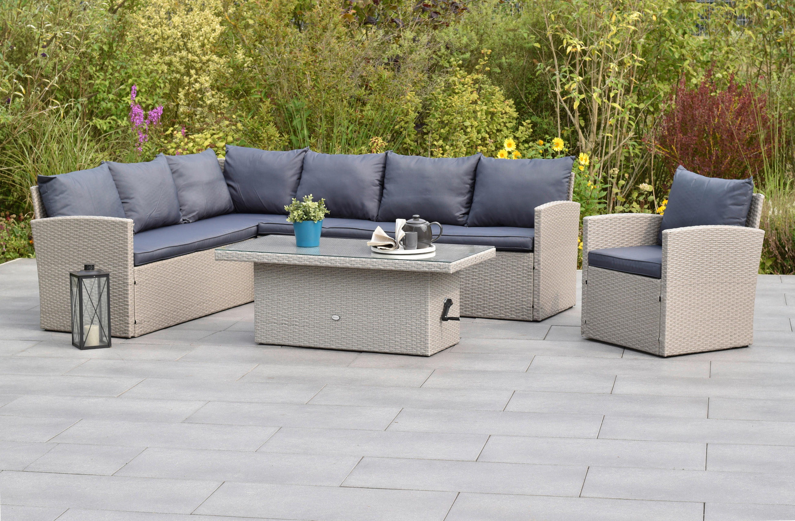 GARTENSET Stahl  - Anthrazit/Grau, MODERN, Kunststoff/Metall - Gardenson