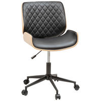 DREHSTUHL  in Lederlook Naturfarben, Schwarz  - Schwarz/Naturfarben, LIFESTYLE, Holz/Kunststoff (59/87-96.5/59.5cm) - Stylife