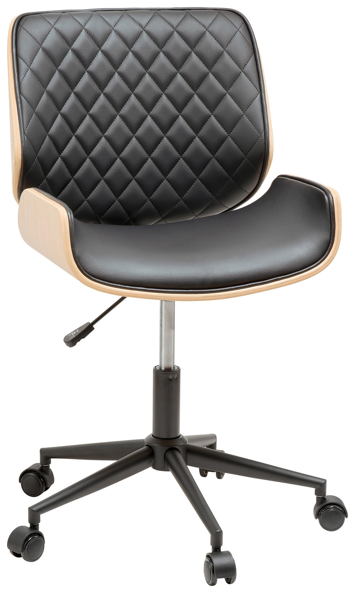 DREHSTUHL  in Lederlook Naturfarben, Schwarz  - Schwarz/Naturfarben, LIFESTYLE, Holz/Kunststoff (59/87-96.5/59.5cm) - Stylife