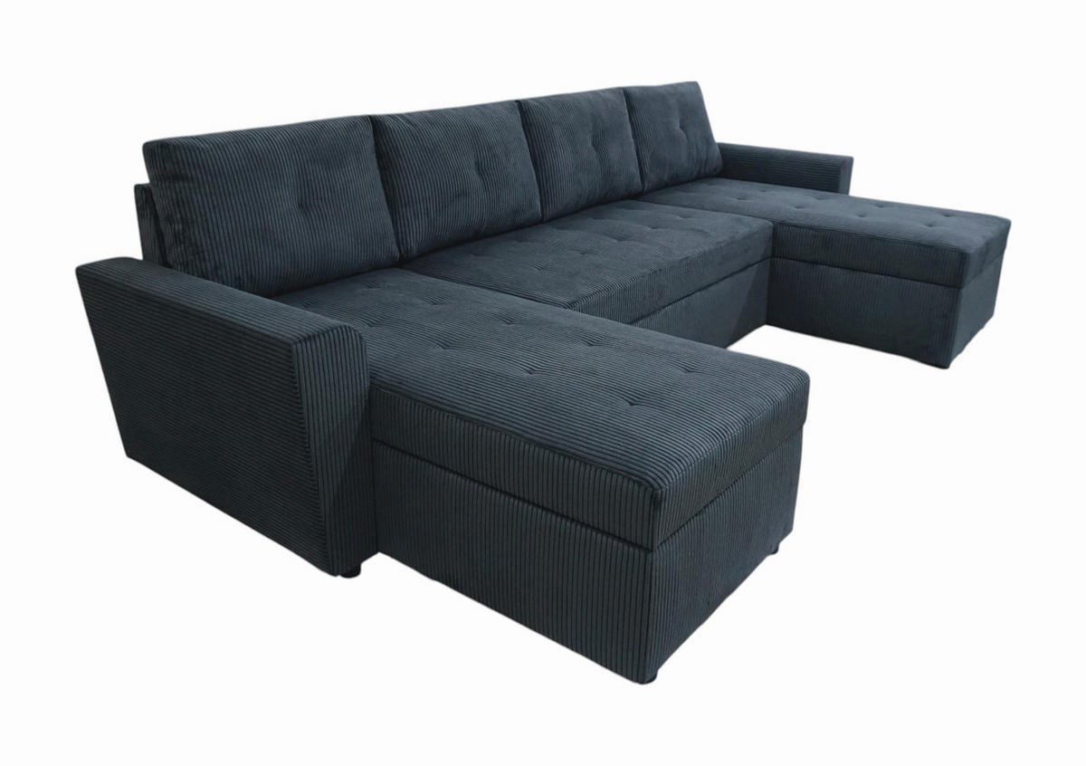 WOHNLANDSCHAFT TERMOLI in Cord Anthrazit  - Anthrazit/Schwarz, Design, Kunststoff/Textil (155/296/155cm) - MID.YOU