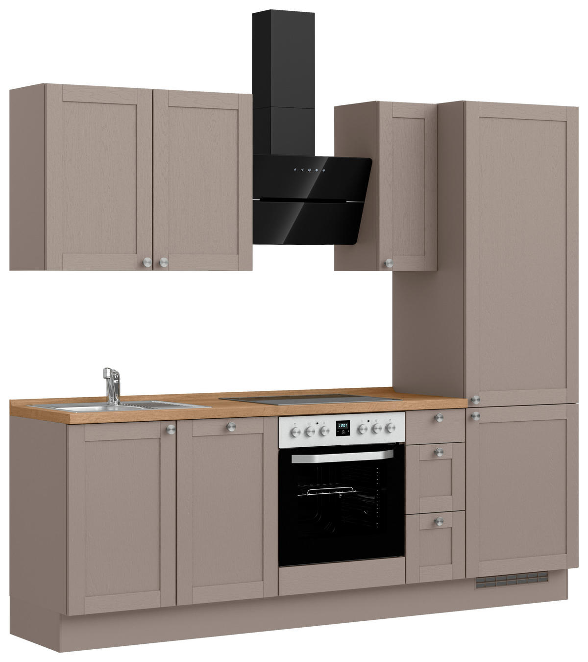 KÜCHENBLOCK Frame 240 cm  in Eichefarben, Beigebraun  - Edelstahlfarben/Eichefarben, MODERN, Holzwerkstoff/Metall (240cm) - Nobilia