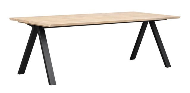 MATBORD in trä 220/100/75 cm - vit/svart, Design, metall/trä (220/100/75cm) - Rowico